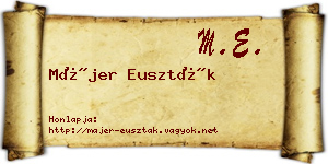 Májer Euszták névjegykártya